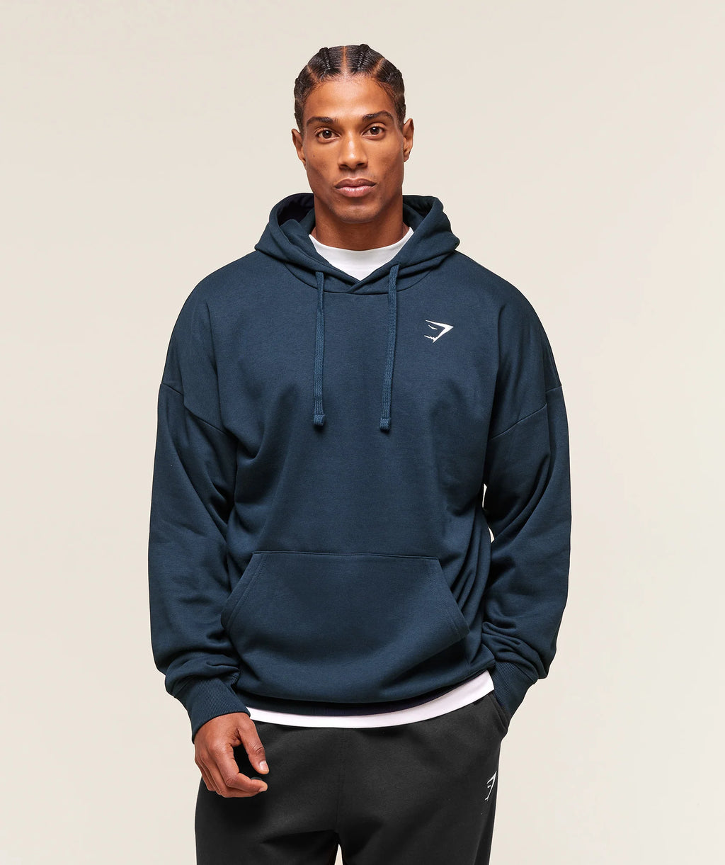 CREST OVERSIZED HOODIE BLUE