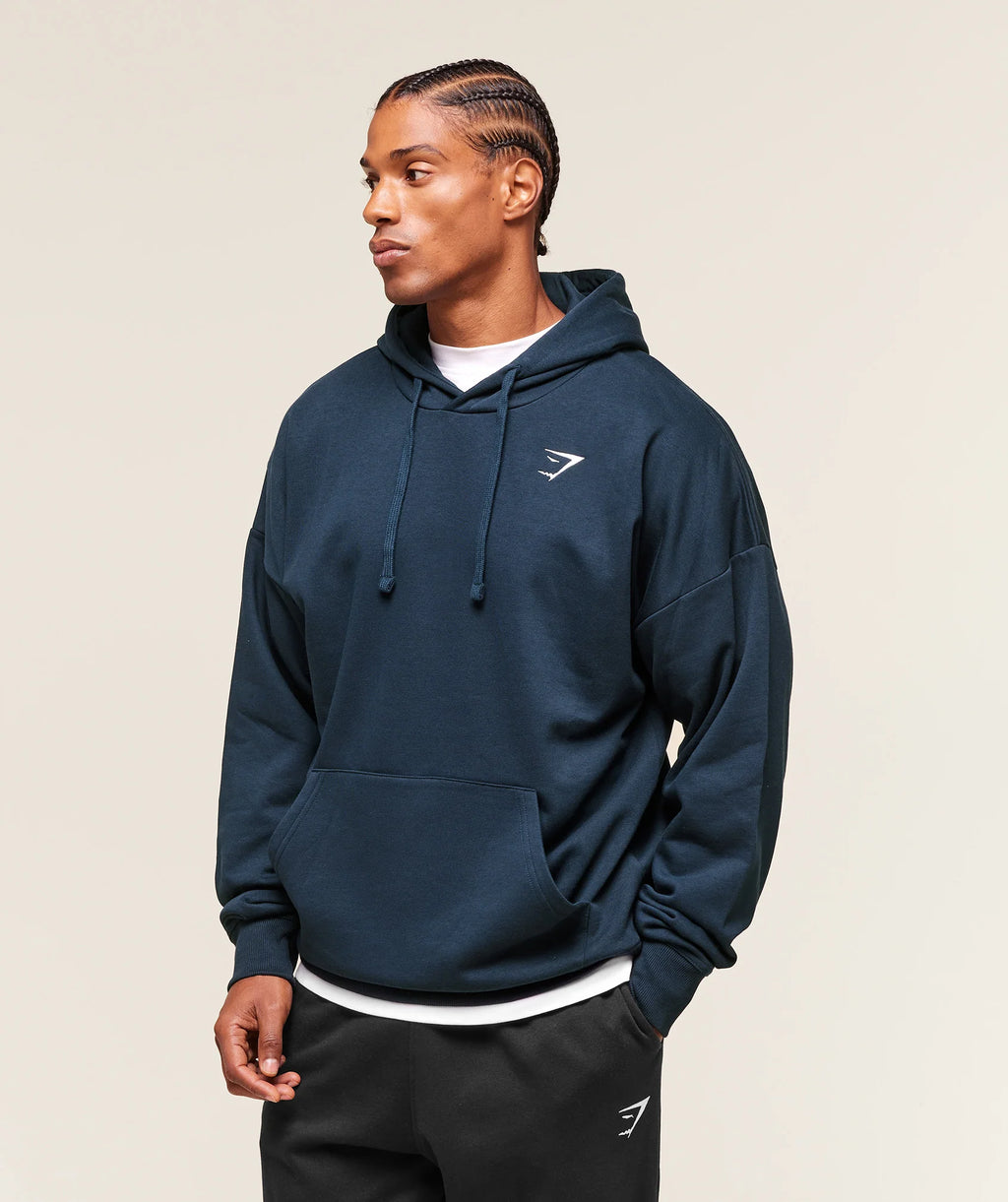 CREST OVERSIZED HOODIE BLUE